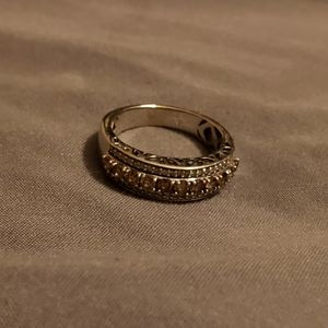 White gold champagne diamond ring